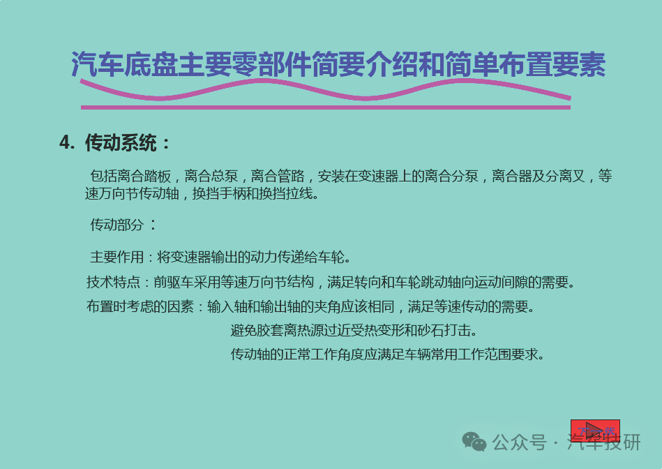 汽車底盤主要零部件簡(jiǎn)要介紹和簡(jiǎn)單布置要素